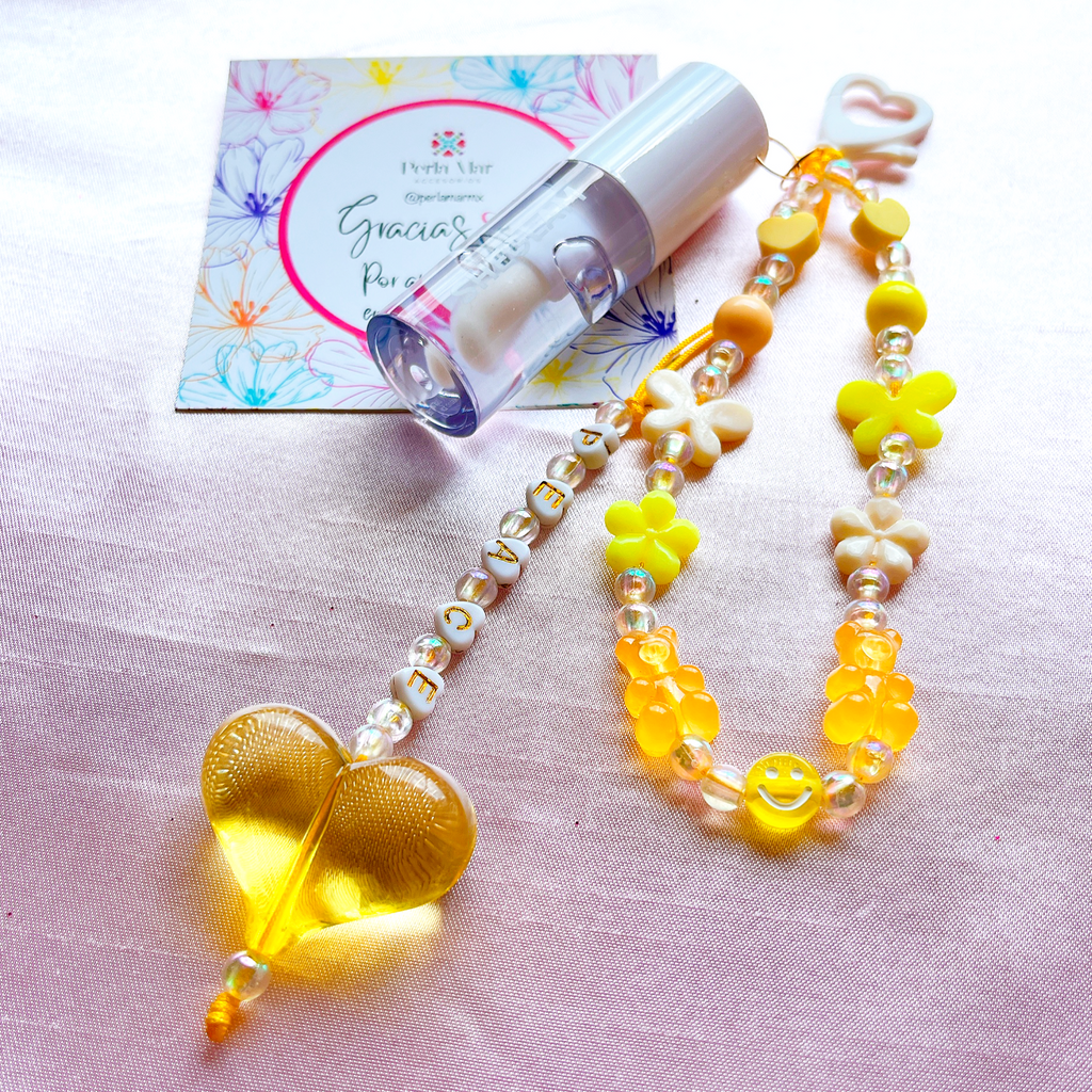 Lipgloss charm mini con straphone