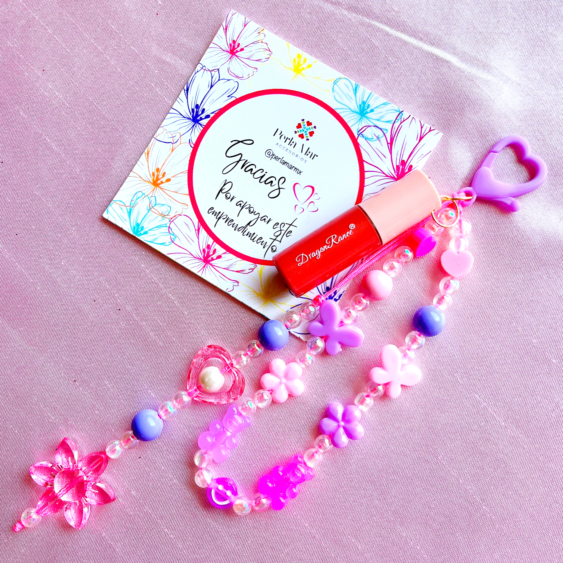 Lipgloss charm mini con straphone