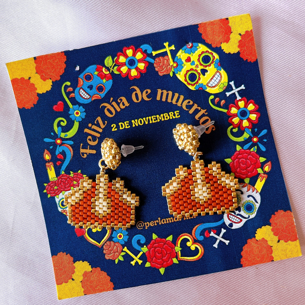 Aretes pan y chocolate de muerto