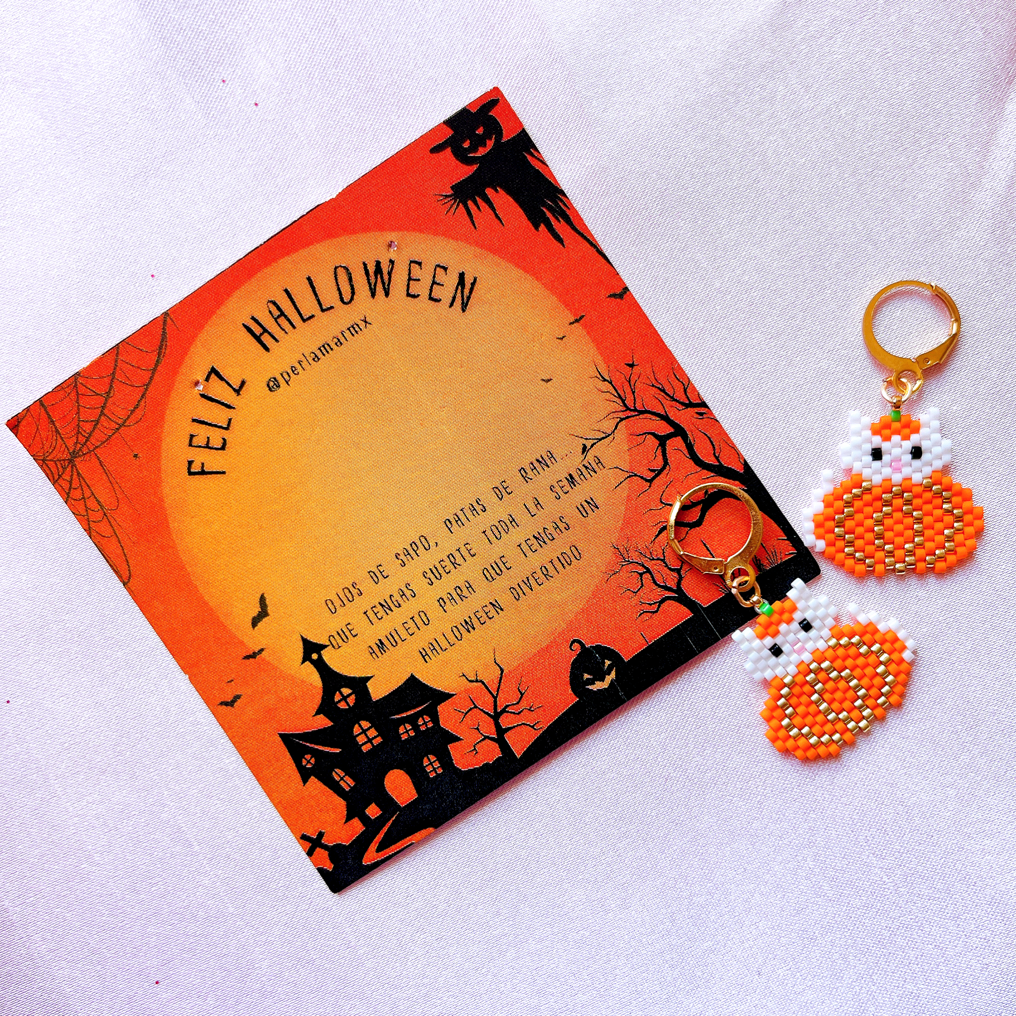 Aretes gatitos con calabaza