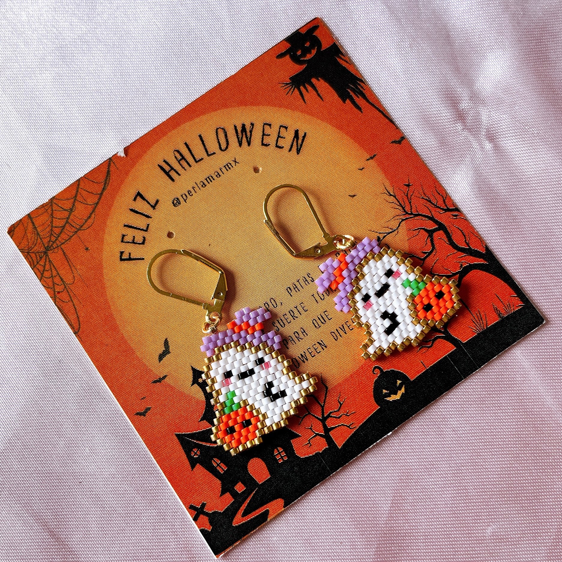 Aretes fantasma con calabaza