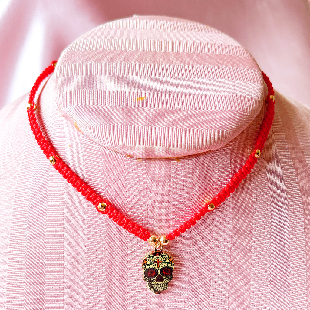 Chockers calavera macramé