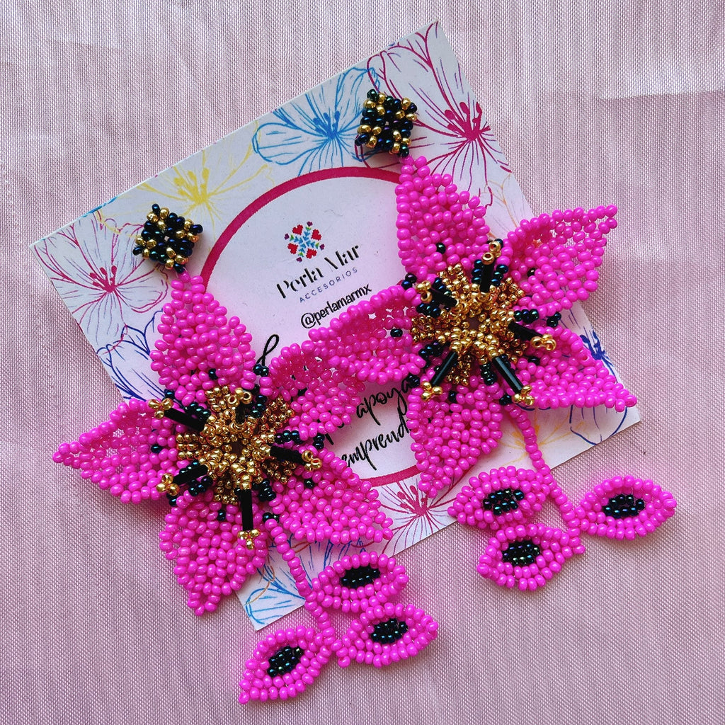 Maxi aretes flor chaquira