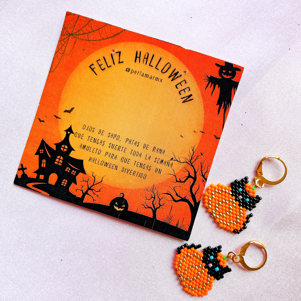 Aretes gatitos con calabaza