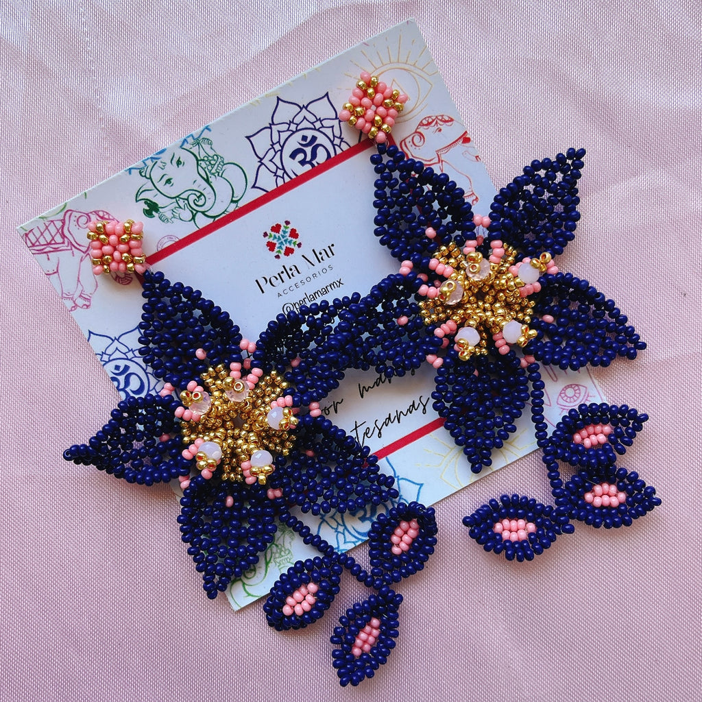 Maxi aretes flor chaquira