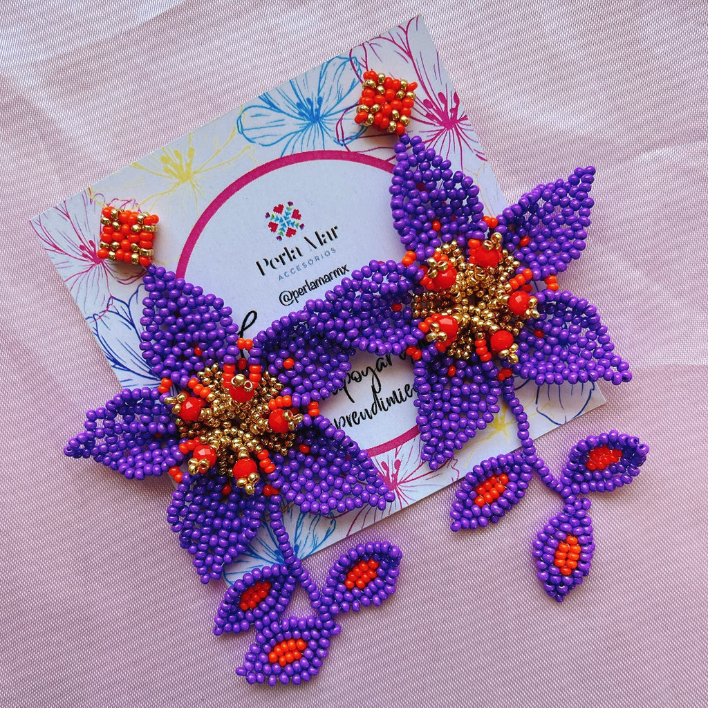 Maxi aretes flor chaquira