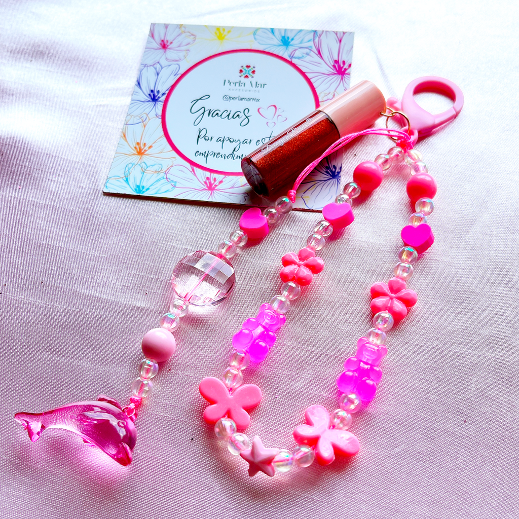 Lipgloss charm mini con straphone