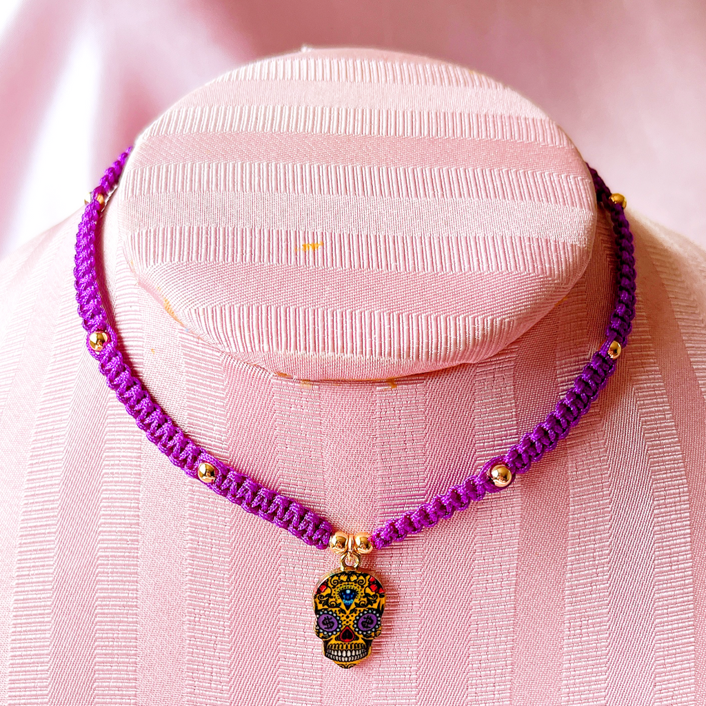 Chockers calavera macramé